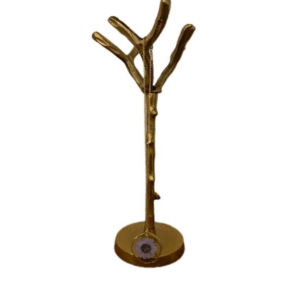 Vintage Gold Tree Branch Jewelry Display Key Holders Home Decor Shabby Chic Boho - Picture 2 of 12